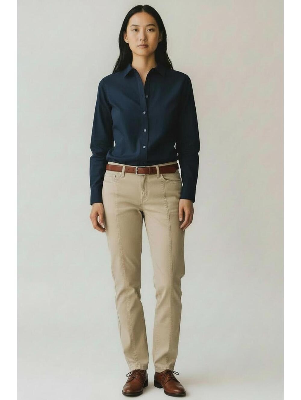 Khakis & Company Women's Casual Beige Easy Flex Waist Pants, Size 8